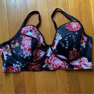 Torrid Swim Wired longline bikini top red floral